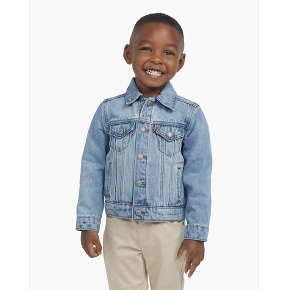 VTG Levi's Trucker Jacket 4T Light Wash Denim Little Boys Toddler Blue Coat - Picture 1 of 10